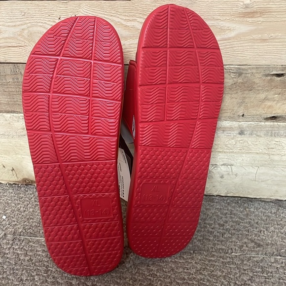 NFL KC Chiefs size XL (13-14) Red and Yellow Slide Sandals with Velcro Top - Picture 7 of 9